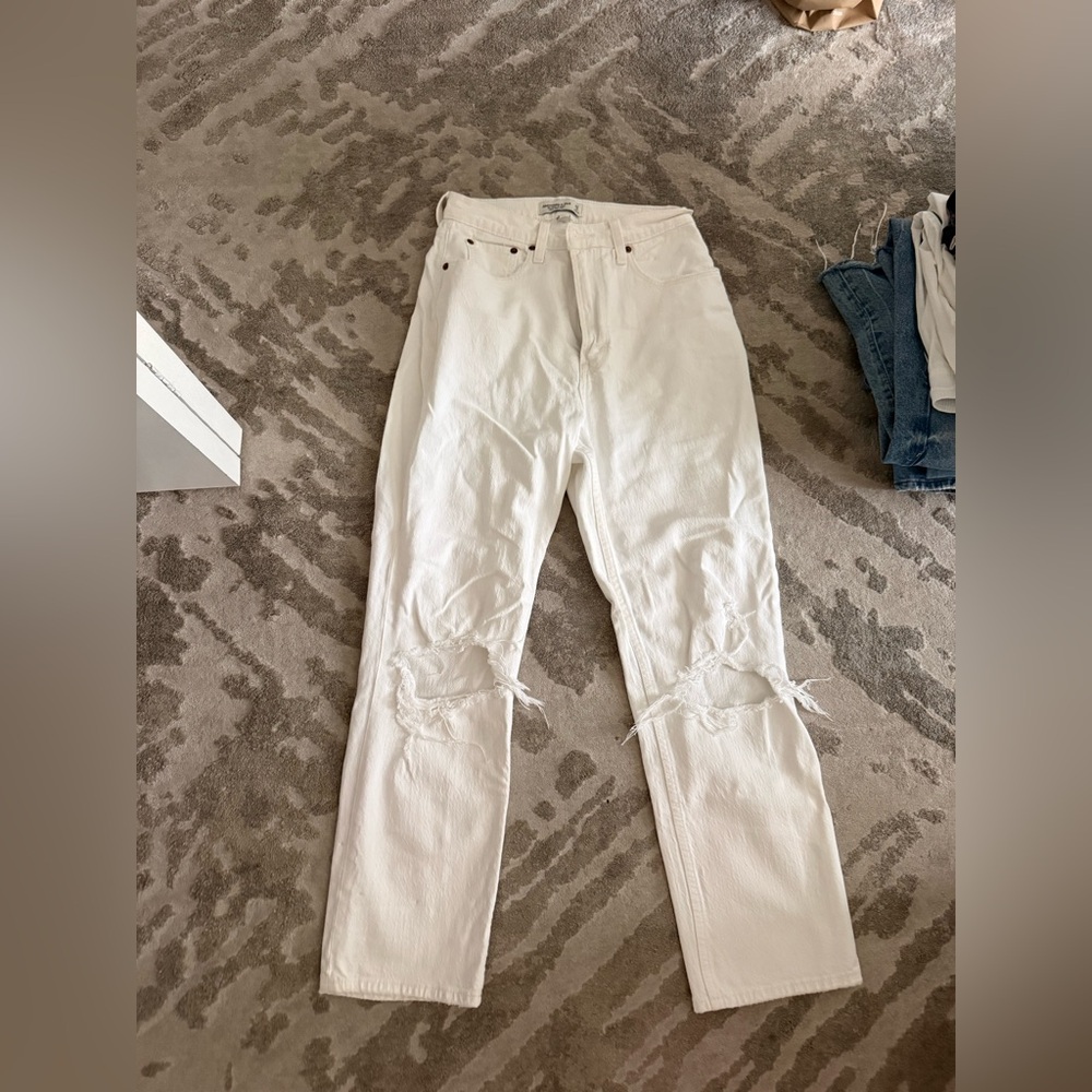 Abercrombie & Fitch Cream Ultra High Rise Jeans
